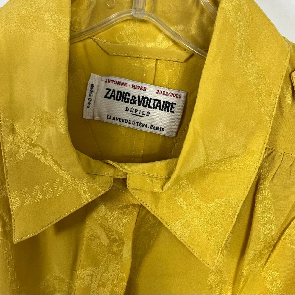 Zadig & Voltaire Rallye Chains Silk Dress Size Medium NWT Buttercup Yellow - Picture 7 of 11